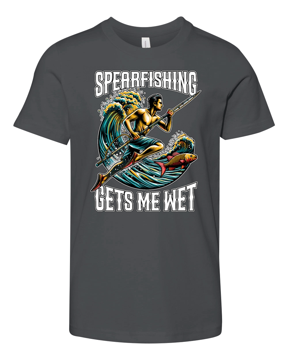 Spearfishing Gets Me Wet Fisherman Spearfisher Youth Unisex Jersey Tee