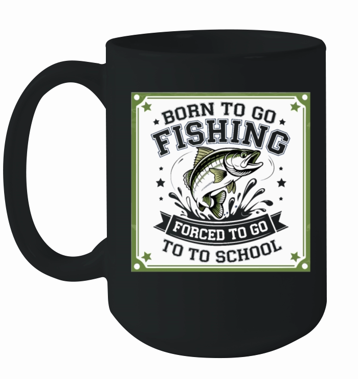 Teen Boys Fishing Forced To Go To School Bass Fish Ceramic Mug