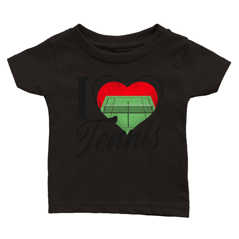 Funny Tennis Player Racket Heart I Classic Baby Crewneck T-shirt