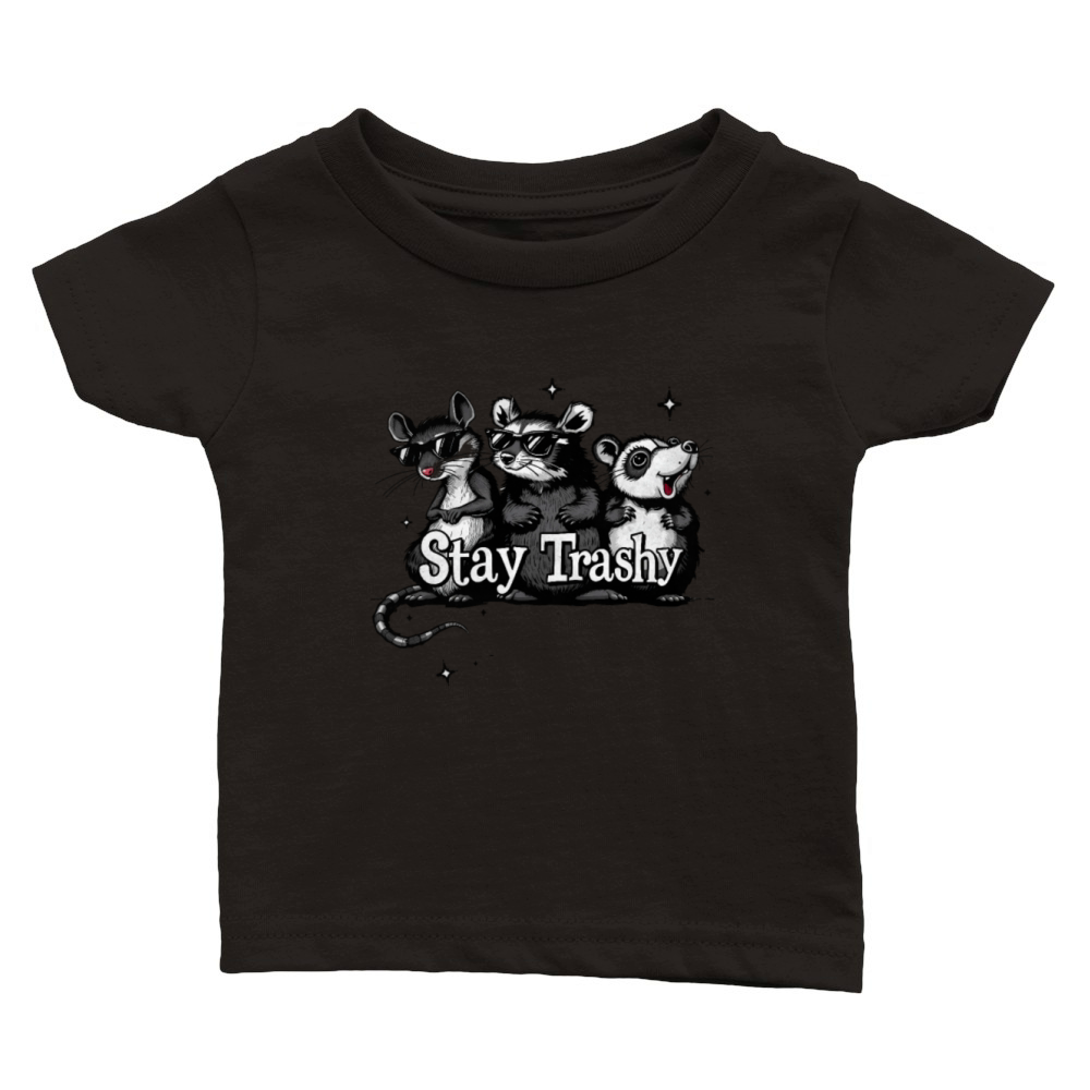 Stay trashy rats racoon vintage Classic Baby Crewneck T-shirt