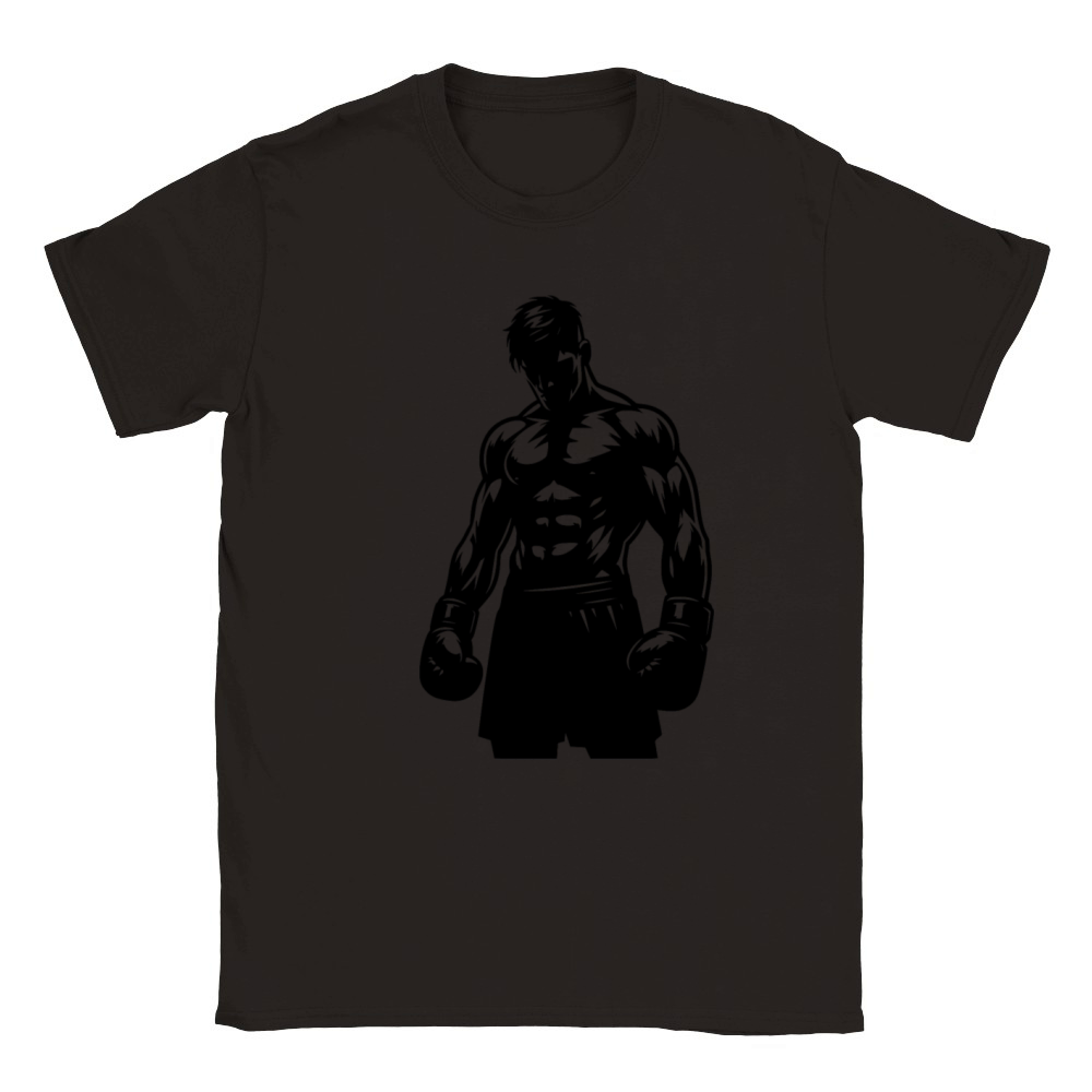 Boxer In Boxing Match Mode Vintage Shadow Style Classic Kids Crewneck T-shirt