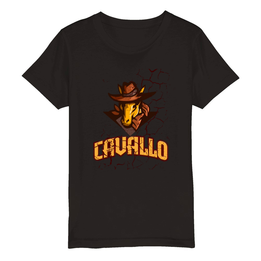 Cavallo Wild West Horse Graphic T-Shirt Organic Kids Crewneck T-shirt