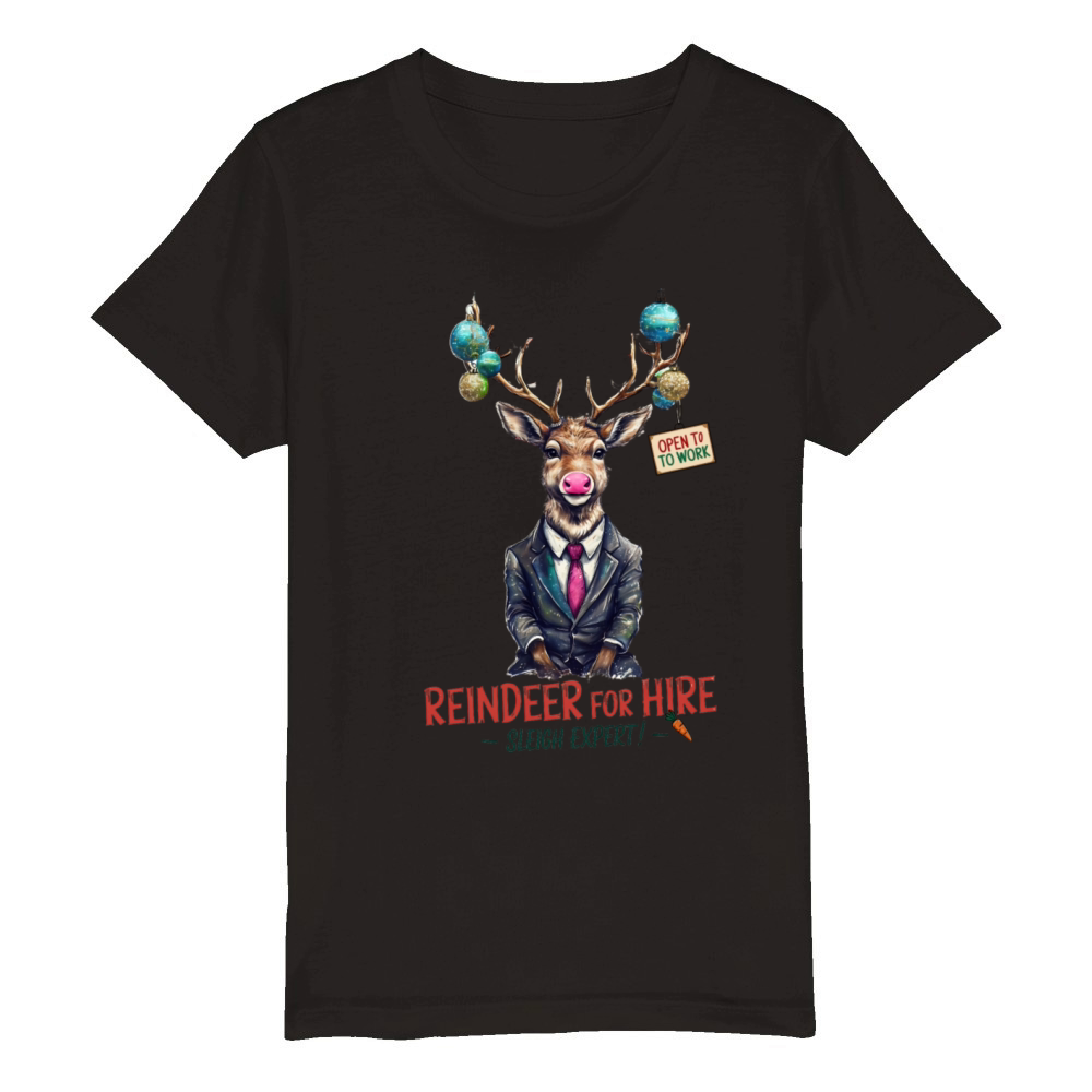 Reindeer to hire Organic Kids Crewneck T-shirt