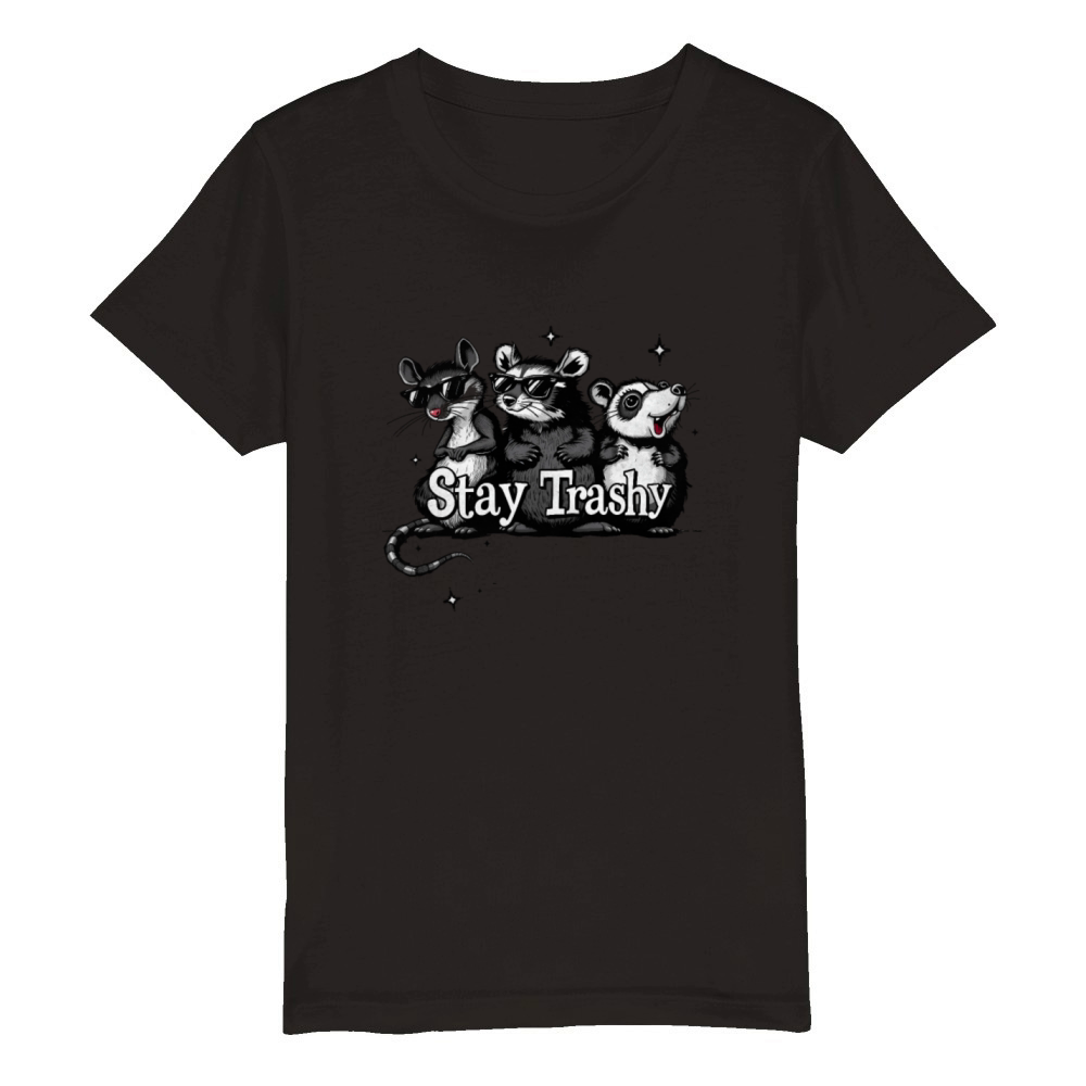 Stay trashy rats racoon vintage Organic Kids Crewneck T-shirt