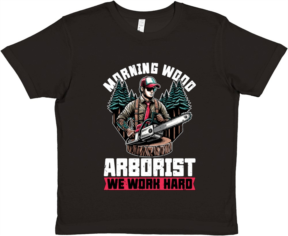 Arborist Morning Wood Arborist Tree Specialist Premium Kids Crewneck T-shirt