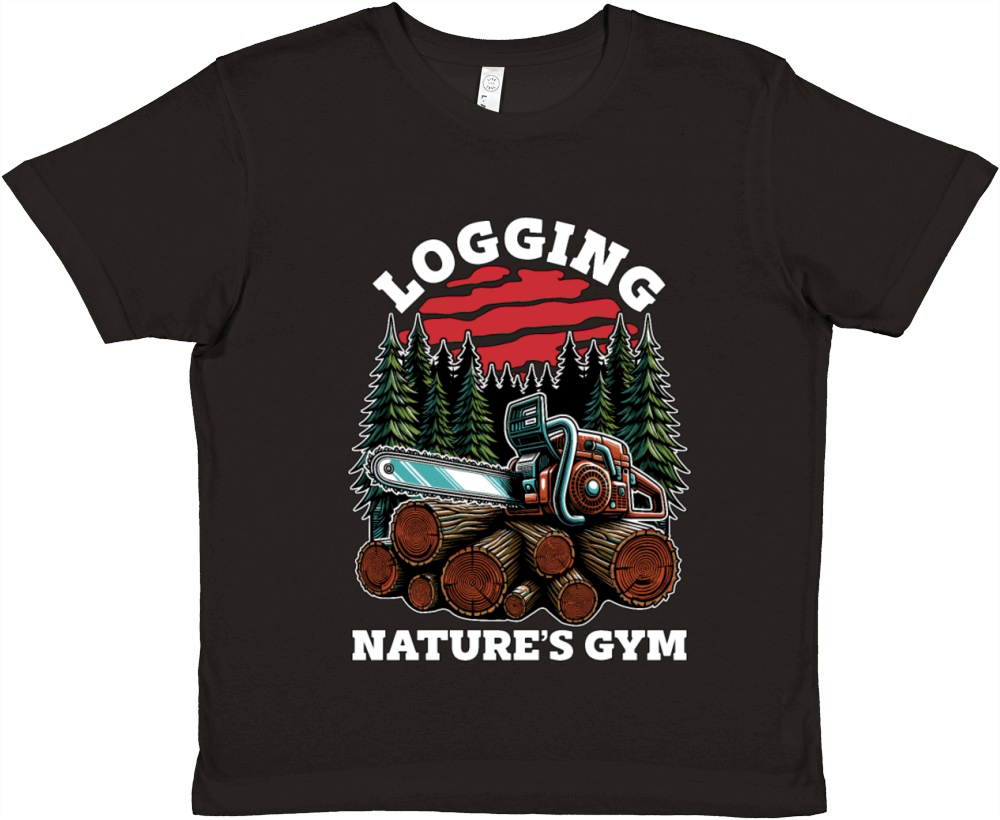 Logging Natures Gym Arborist Woodworking Logger Premium Kids Crewneck T-shirt