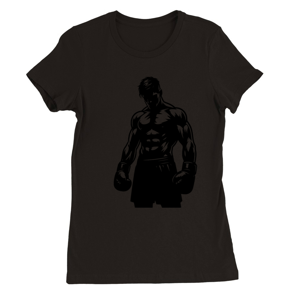 Boxer In Boxing Match Mode Vintage Shadow Style Premium Womens Crewneck T-shirt