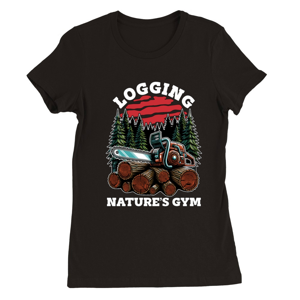 Logging Natures Gym Arborist Woodworking Logger Premium Womens Crewneck T-shirt