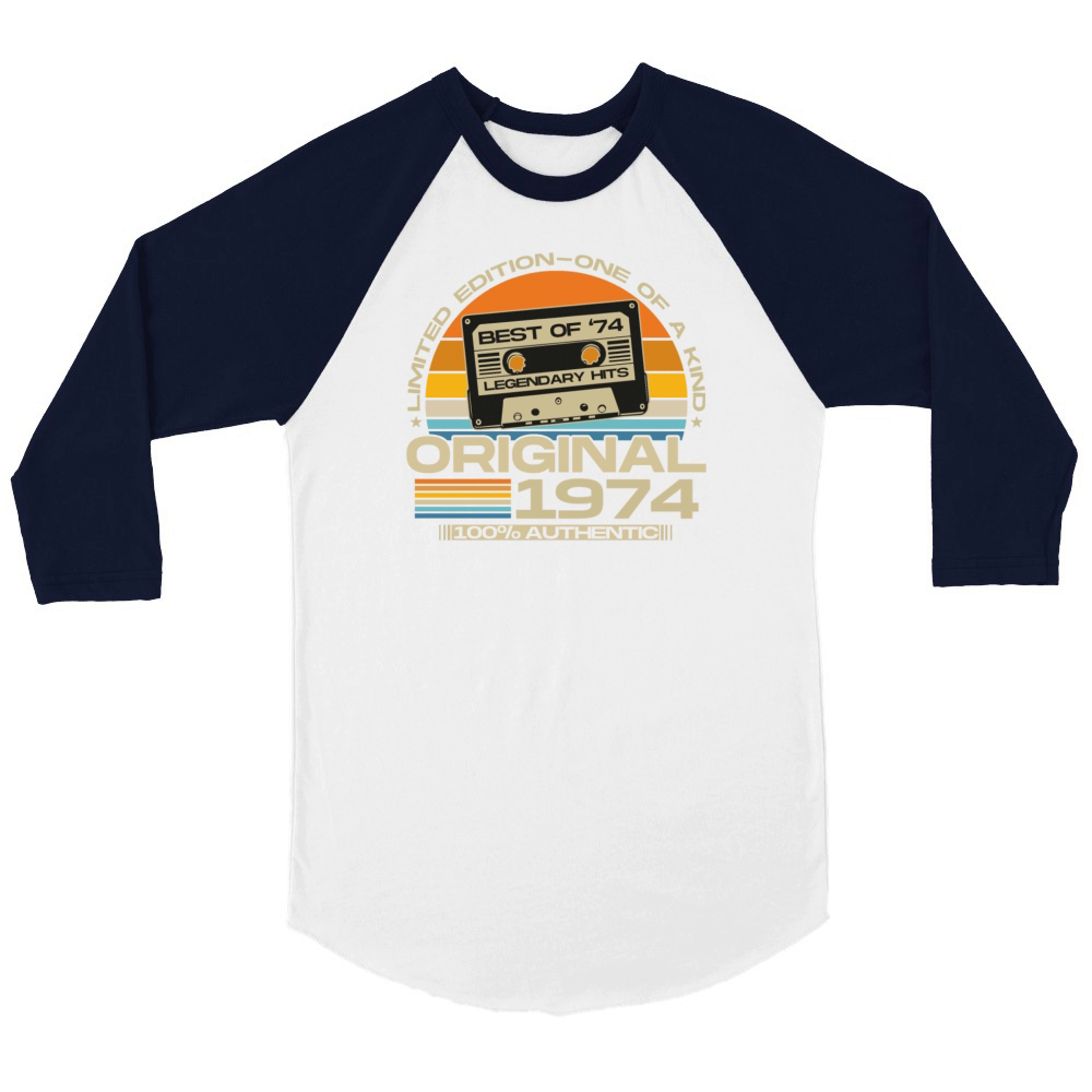 Original 1974 Vintage Retro 50th birthday Unisex ¾ sleeve Raglan T-shirt