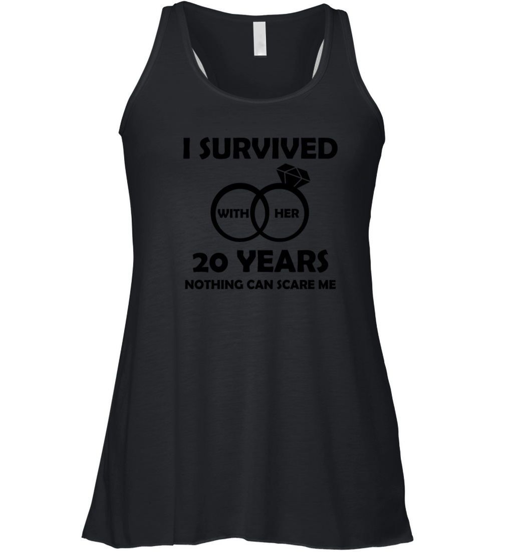 20Th Wedding Anniversary Him Funny Quotes Survived Women's Flowy Tank Top