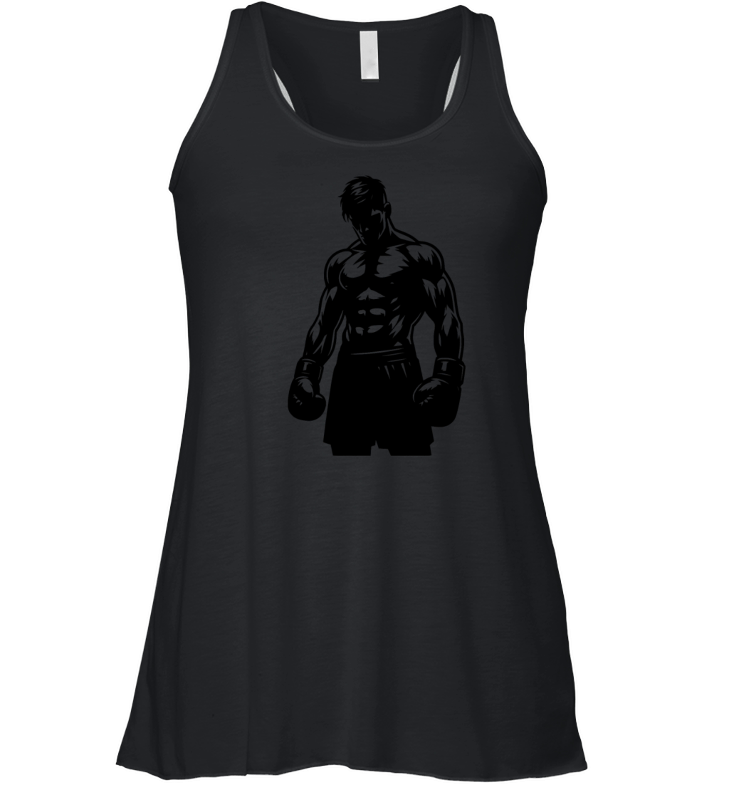 Boxer In Boxing Match Mode Vintage Shadow Style Women's Flowy Tank Top