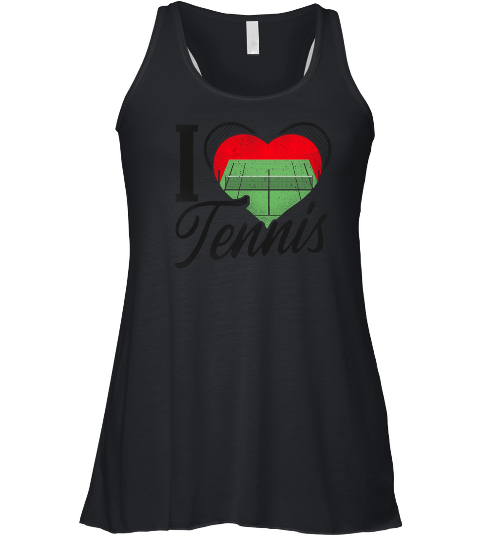 Funny Tennis Player Racket Heart I Women's Flowy Tank Top