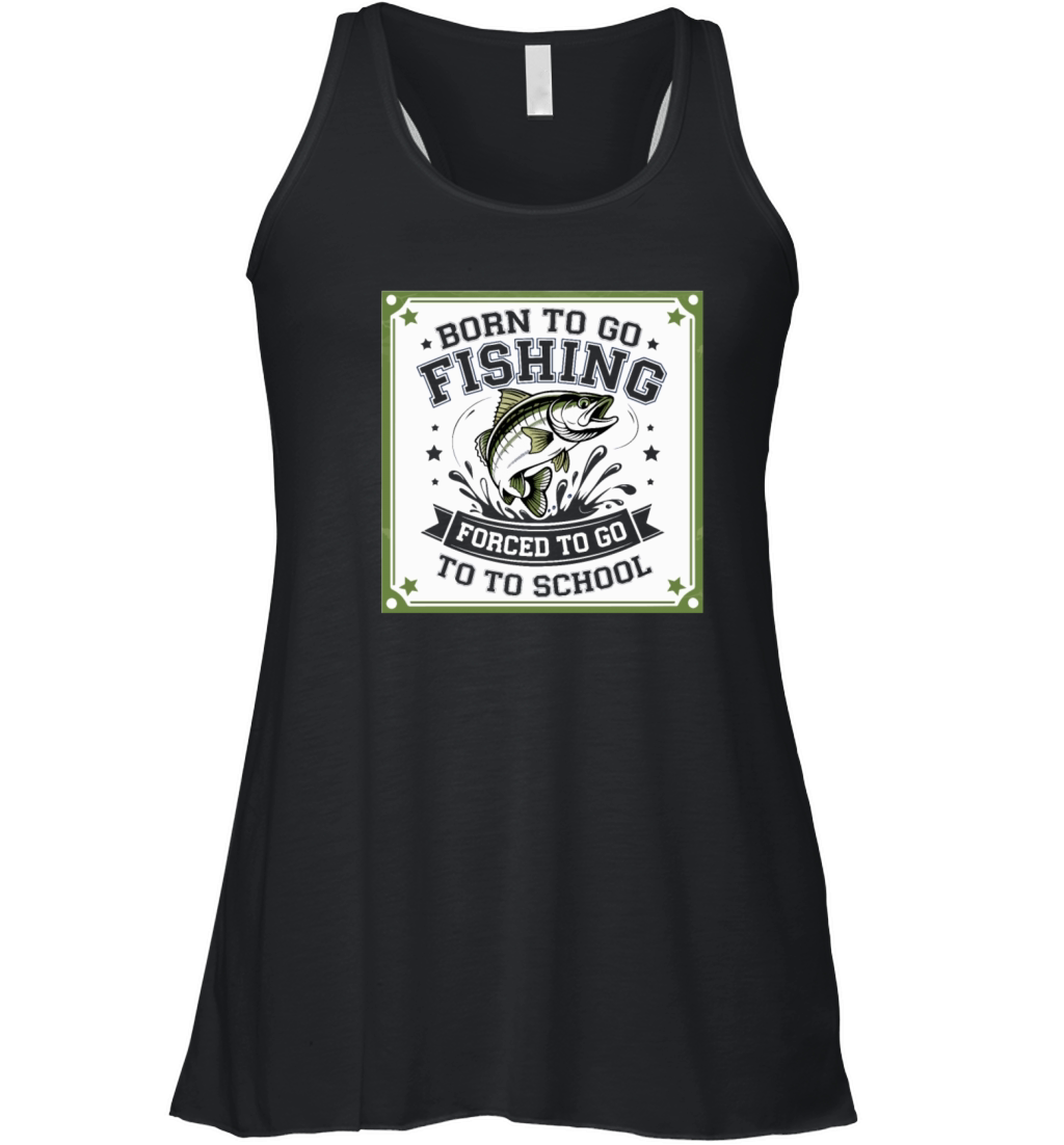 Teen Boys Fishing Forced To Go To School Bass Fish Women's Flowy Tank Top