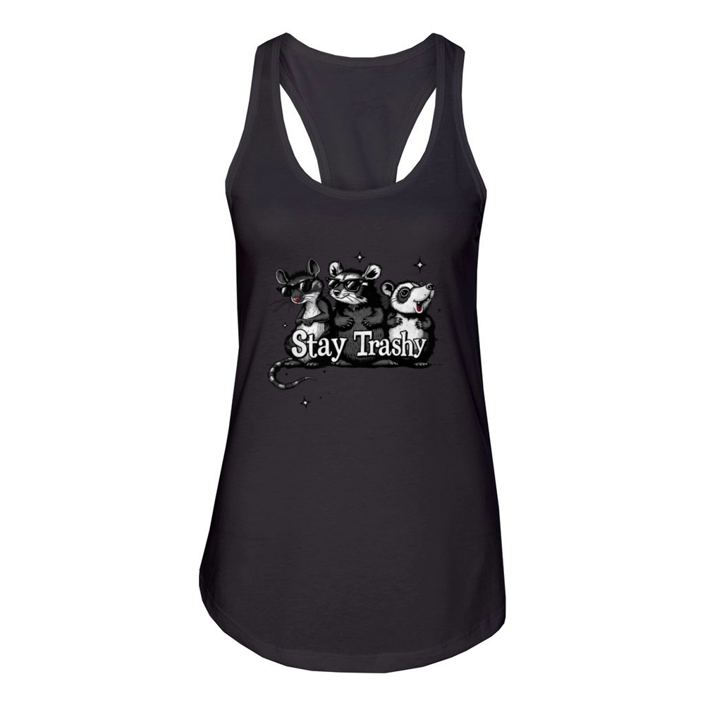 Stay trashy rats racoon vintage Women's Racerback Tank