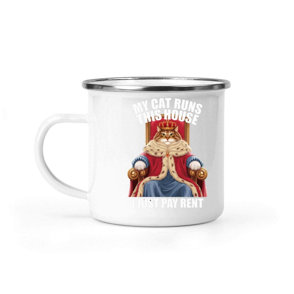 My Cat Runs This House I Just Pay Rent Camping Mug