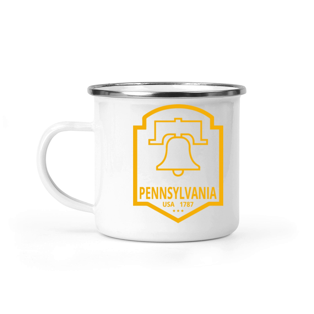 Vintage Pennsylvania Emblem with Liberty Bell Camping Mug