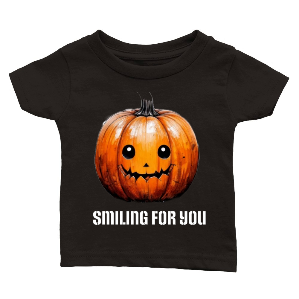 smiling pumpkin halloween Classic Baby Crewneck T-shirt