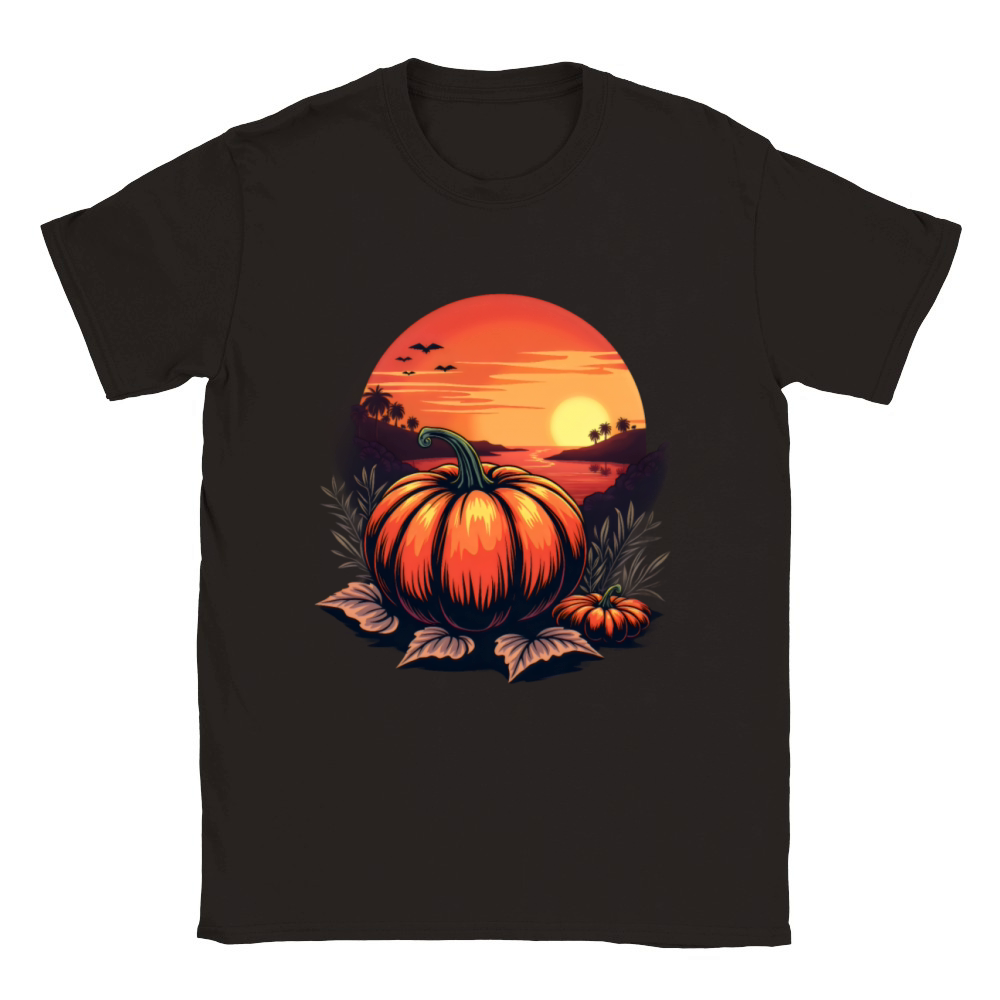 Vintage Pumpkin Sunset Halloween Classic Kids Crewneck T-shirt