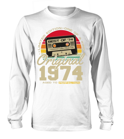 Born in 1974 Vintage Retro Birthday Long sleeved Unisex