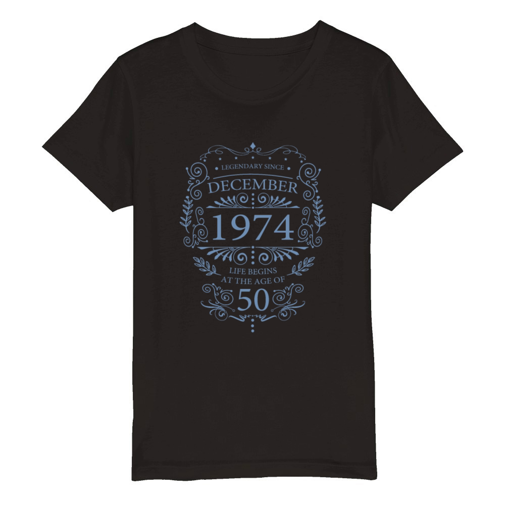 Legendary since December 1974 Birthday Ornament Organic Kids Crewneck T-shirt