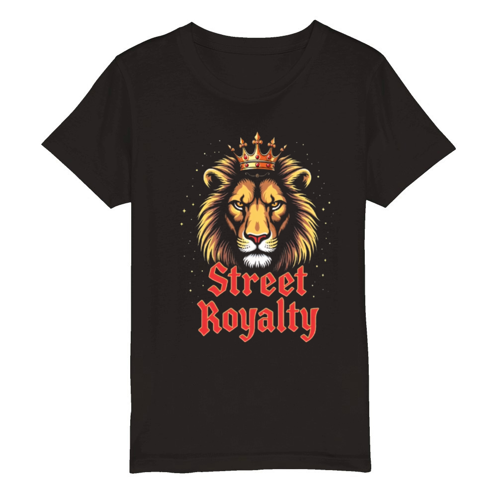 Street Royalty Lion Streetwear Organic Kids Crewneck T-shirt