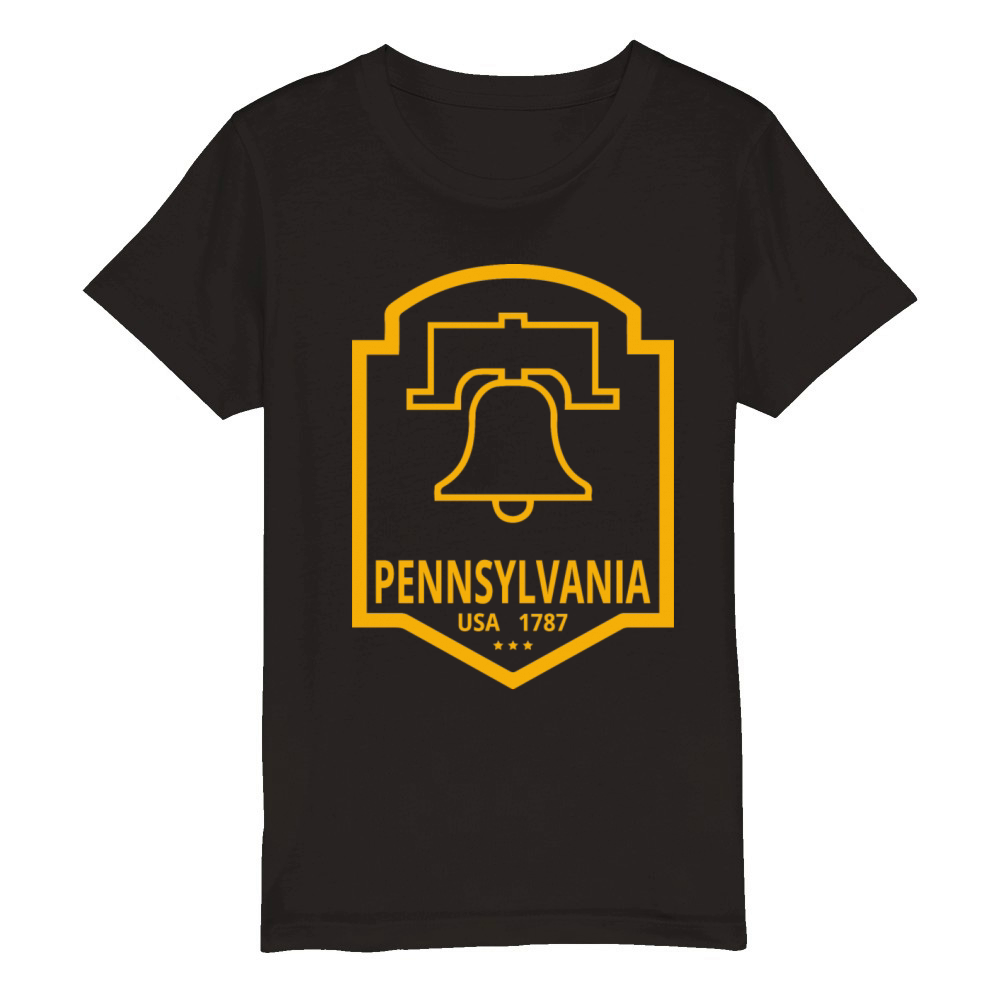 Vintage Pennsylvania Emblem with Liberty Bell Organic Kids Crewneck T-shirt