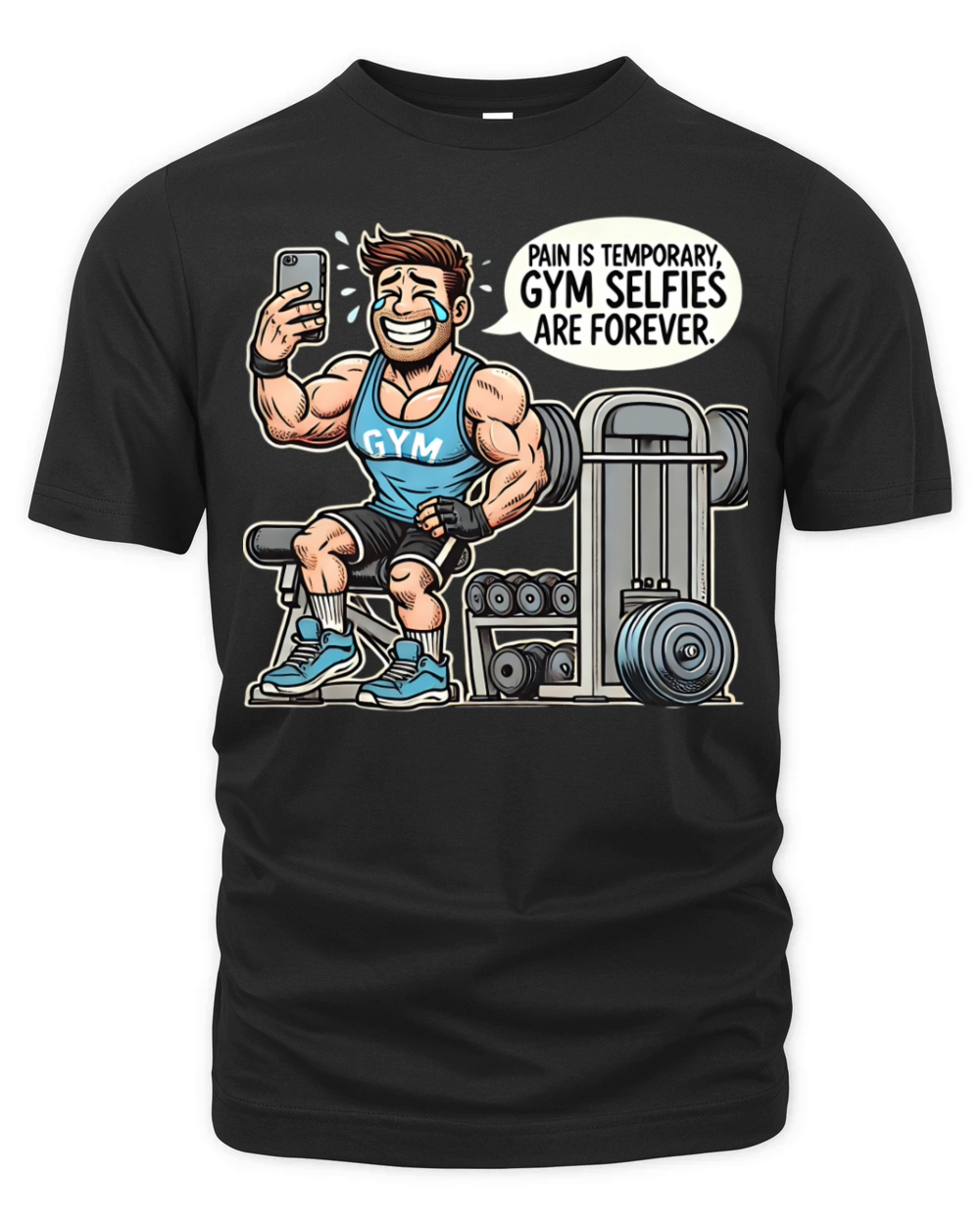 Pain Is Temporary Gym Selfies - Gym T-shirt Funny Organic Unisex T-shirt