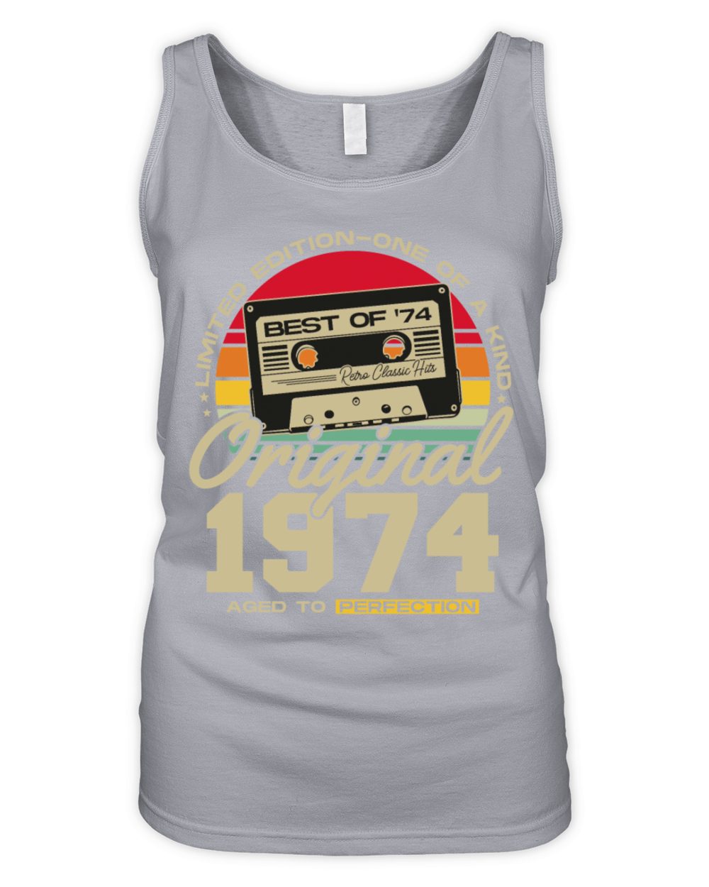 Born in 1974 Vintage Retro Birthday Organic Women's Tank Top