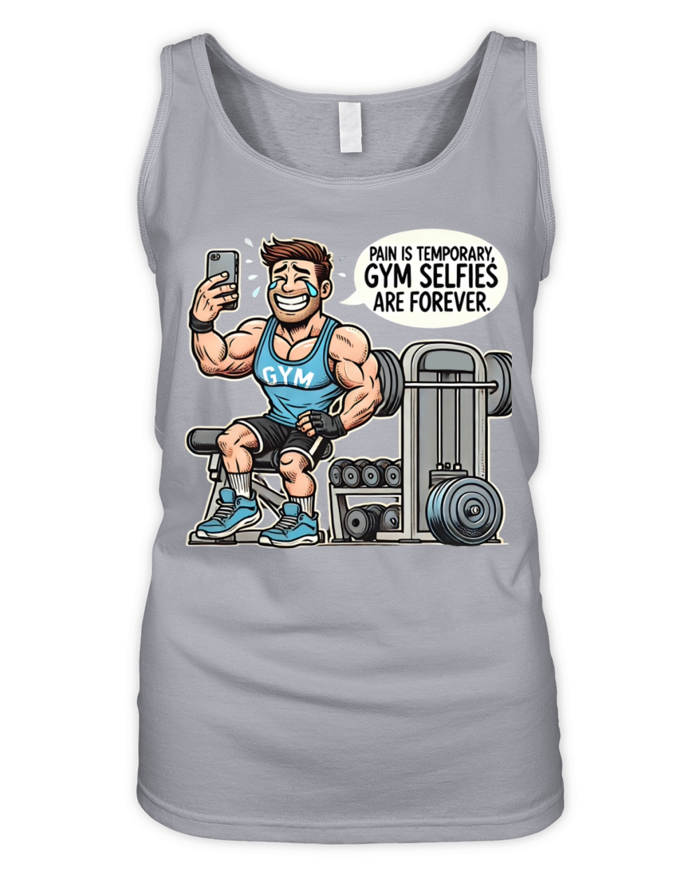 Pain Is Temporary Gym Selfies - Gym T-shirt Funny Organic Women's Tank Top