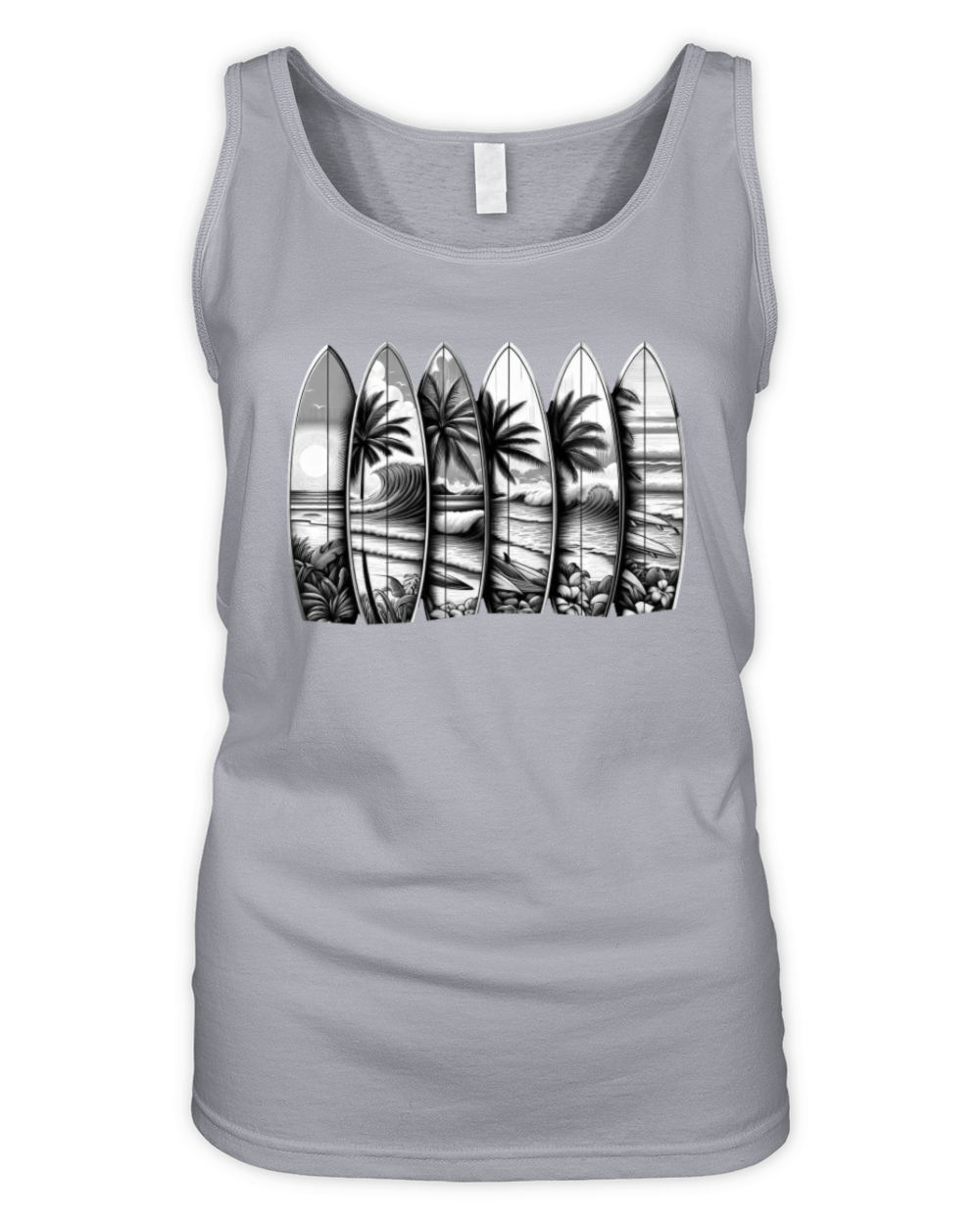 Surfboard Art Surfing Retro Surfer Surf Shop Organic Women's Tank Top