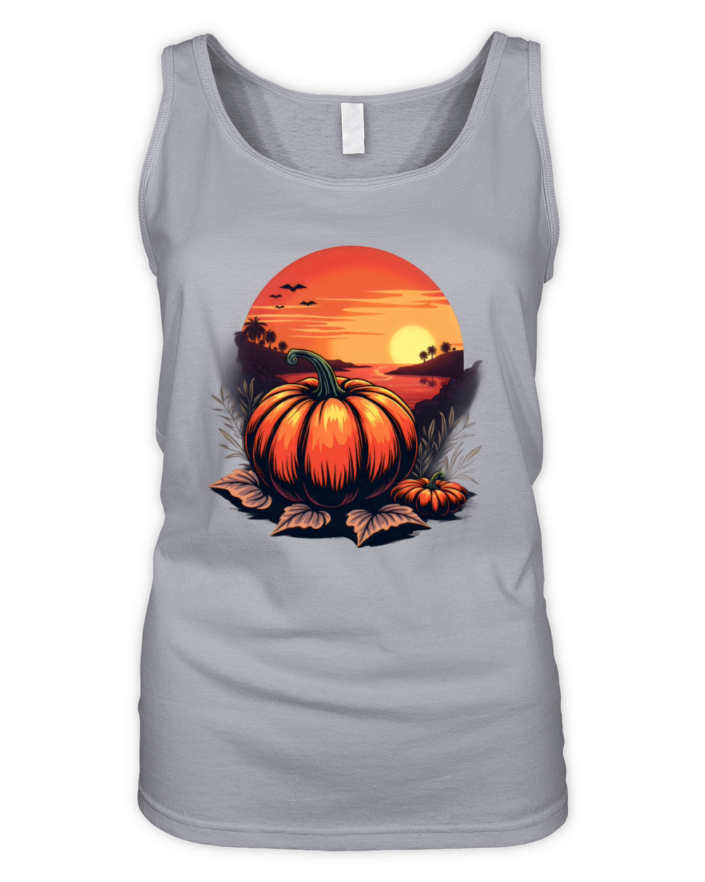 Vintage Pumpkin Sunset Halloween Organic Women's Tank Top