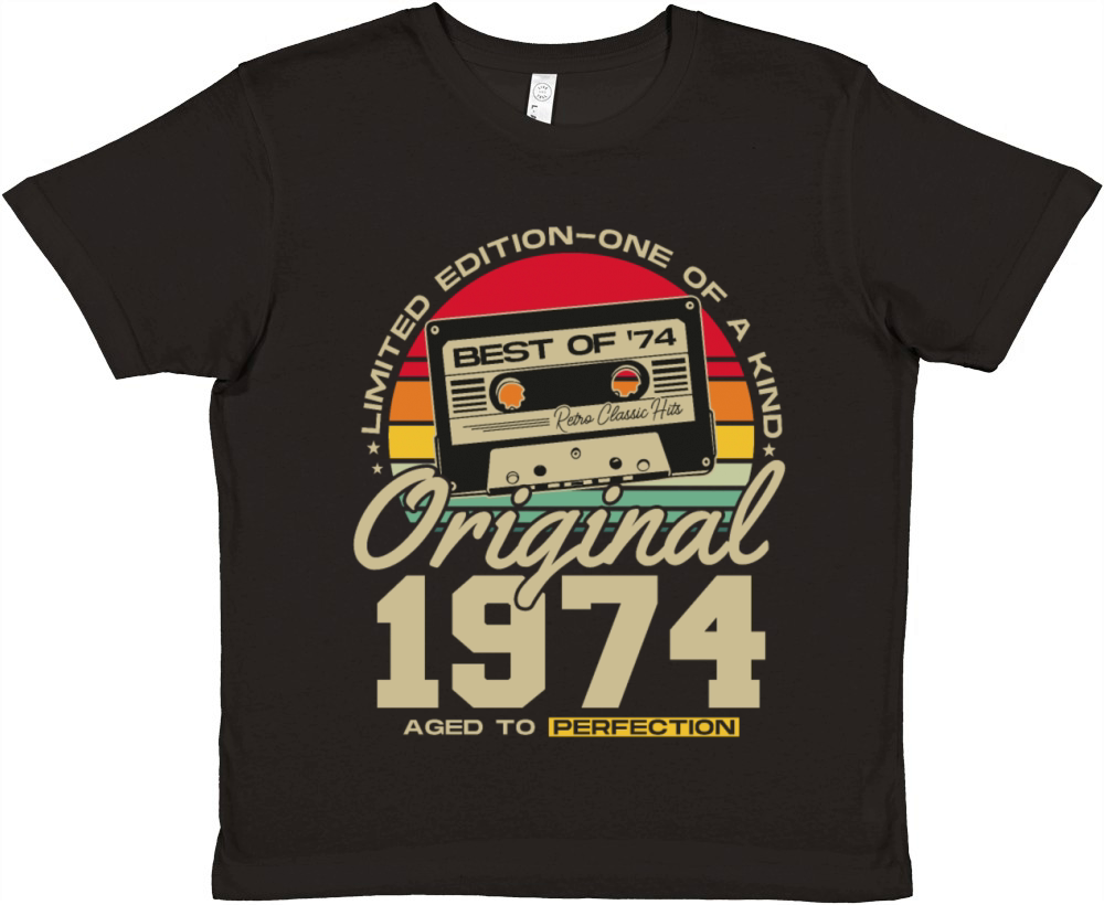 Born in 1974 Vintage Retro Birthday Premium Kids Crewneck T-shirt