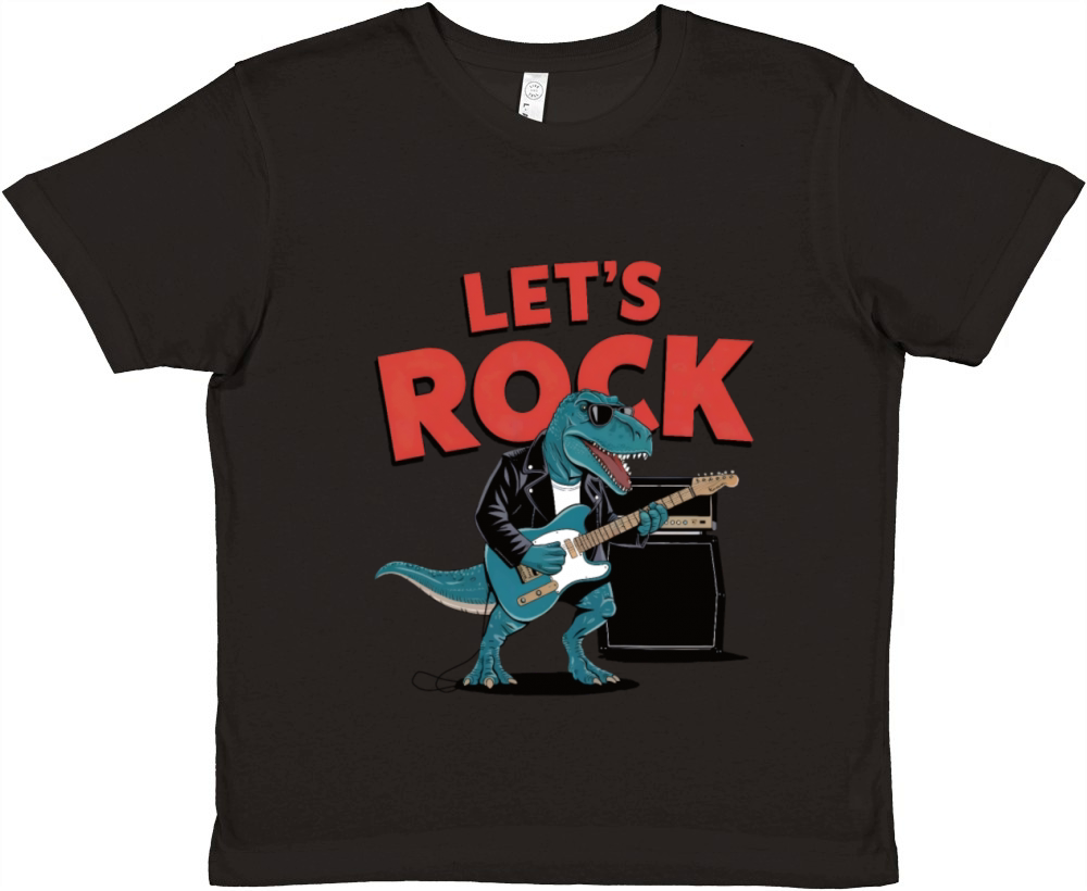 Dinosaur with sunglasses playing guitar Premium Kids Crewneck T-shirt
