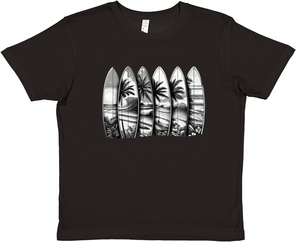 Surfboard Art Surfing Retro Surfer Surf Shop Premium Kids Crewneck T-shirt