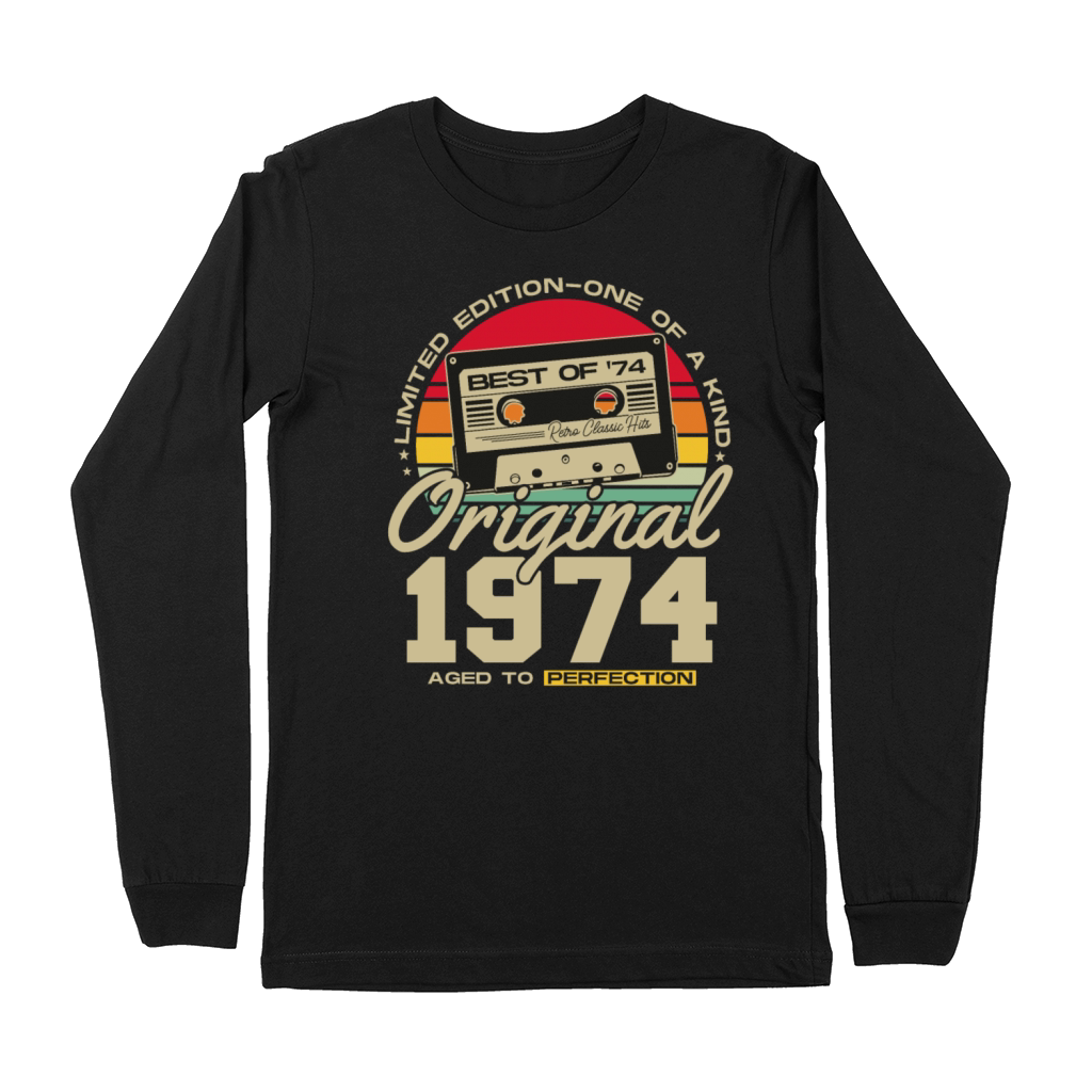 Born in 1974 Vintage Retro Birthday Premium Long Sleeve