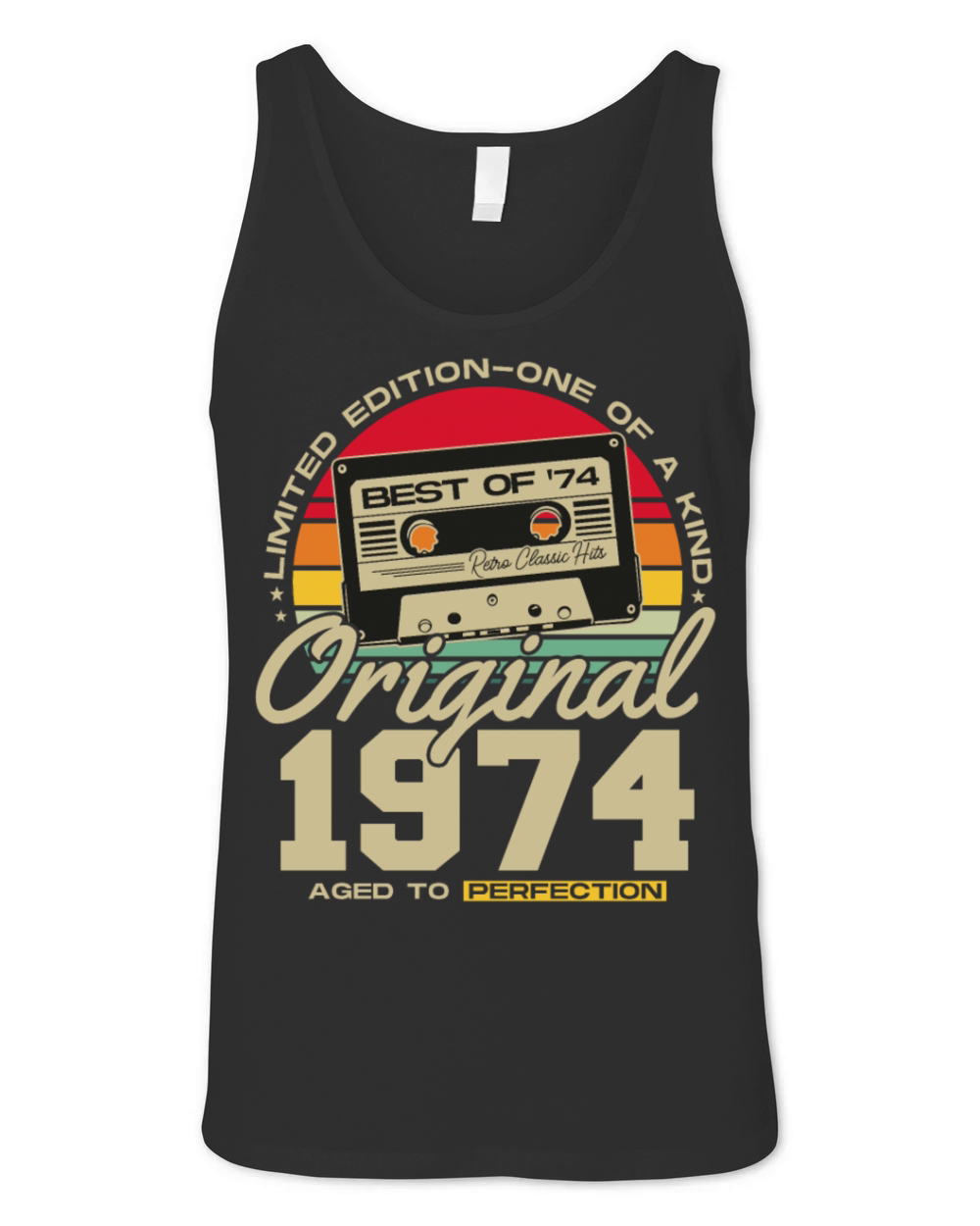 Born in 1974 Vintage Retro Birthday Unisex Jersey Tank