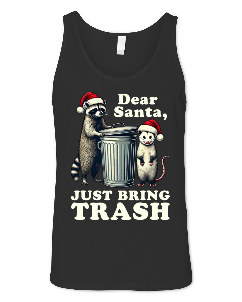 Christmas Raccoon Possum Santa Bring Trash Opossum Unisex Jersey Tank