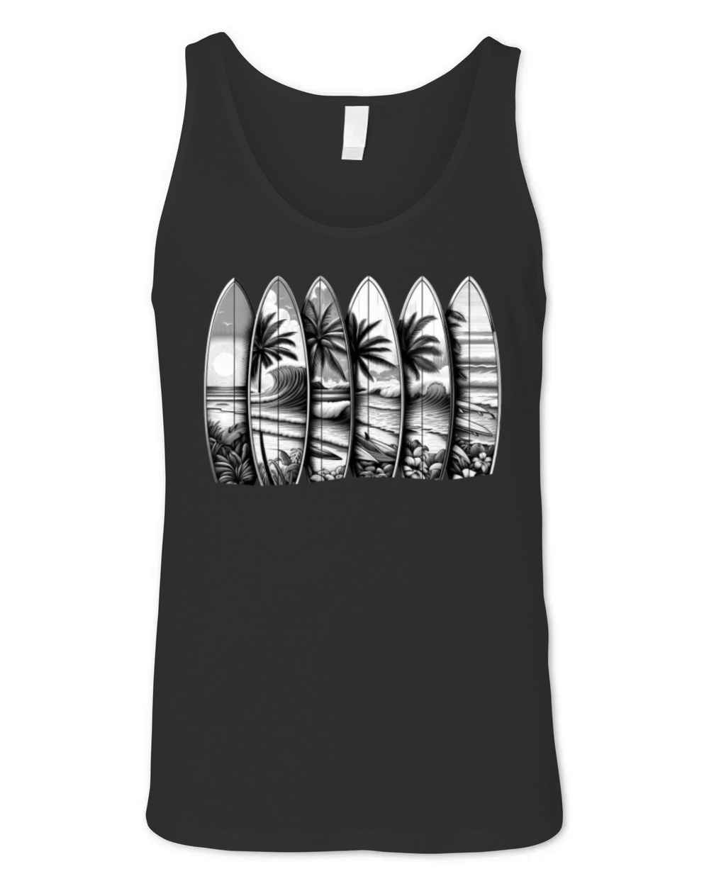 Surfboard Art Surfing Retro Surfer Surf Shop Unisex Jersey Tank