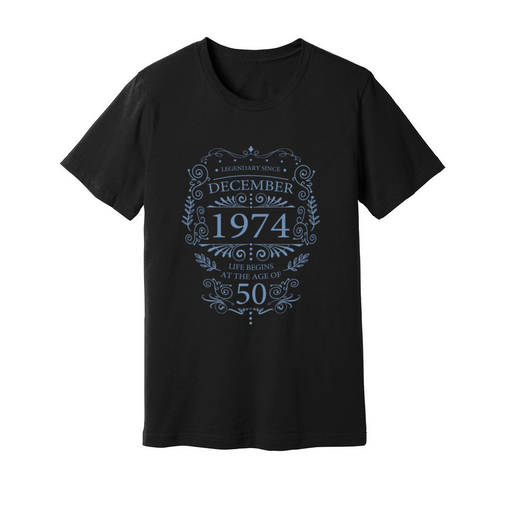 Legendary since December 1974 Birthday Ornament Unisex Jersey Tee