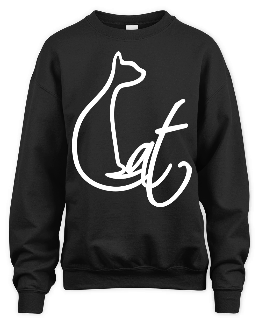 Sitting Cat Pretty Silhouette Text Quote Outline Unisex Premium Crewneck Sweatshirt