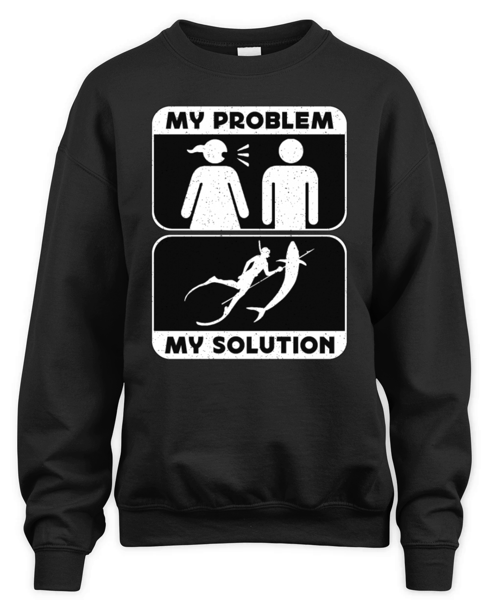 Spearfishing My Problem My Solution Pictogram Dad Unisex Premium Crewneck Sweatshirt