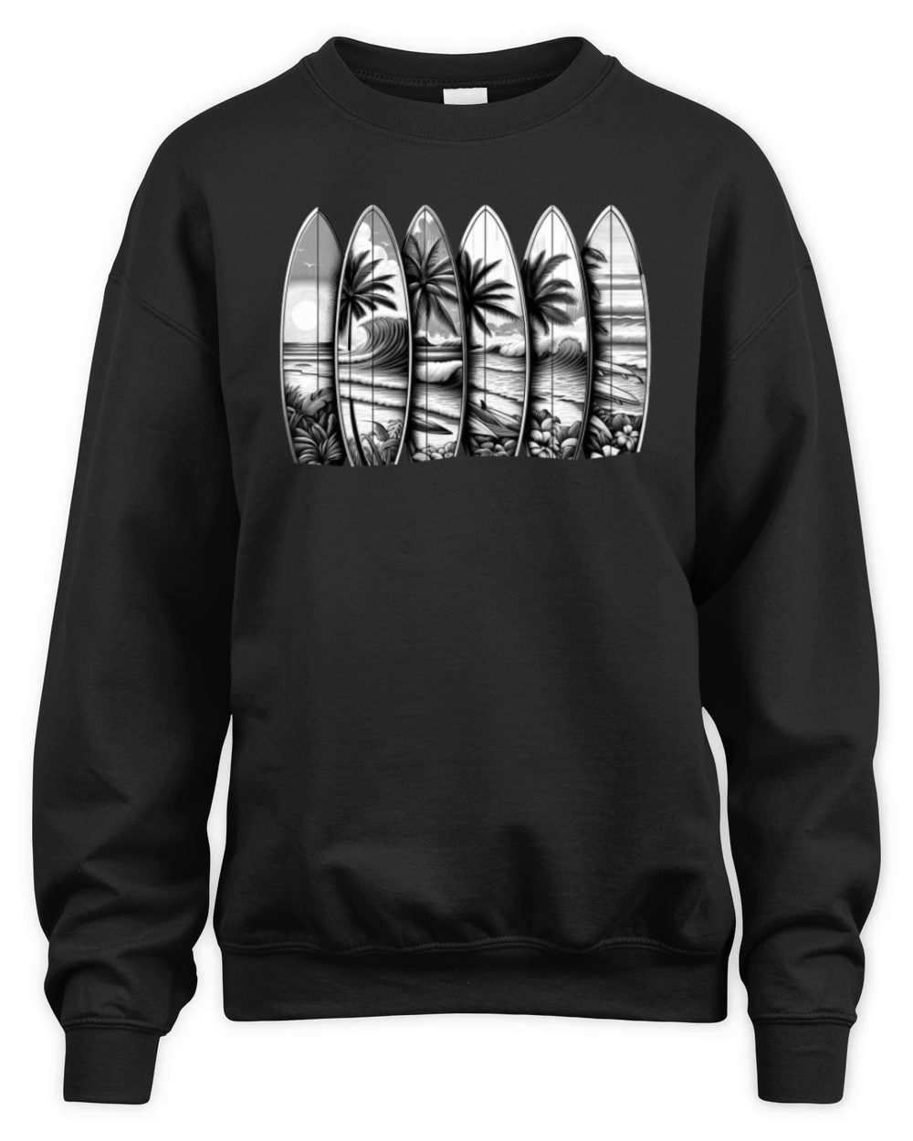 Surfboard Art Surfing Retro Surfer Surf Shop Unisex Premium Crewneck Sweatshirt