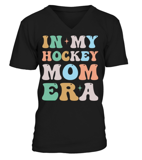 In My Hockey Mom Era Groovy Retro V-Neck T-shirt