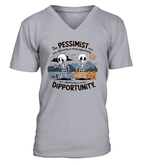The pessimist sees difficulty in every opportunity V-Neck T-shirt