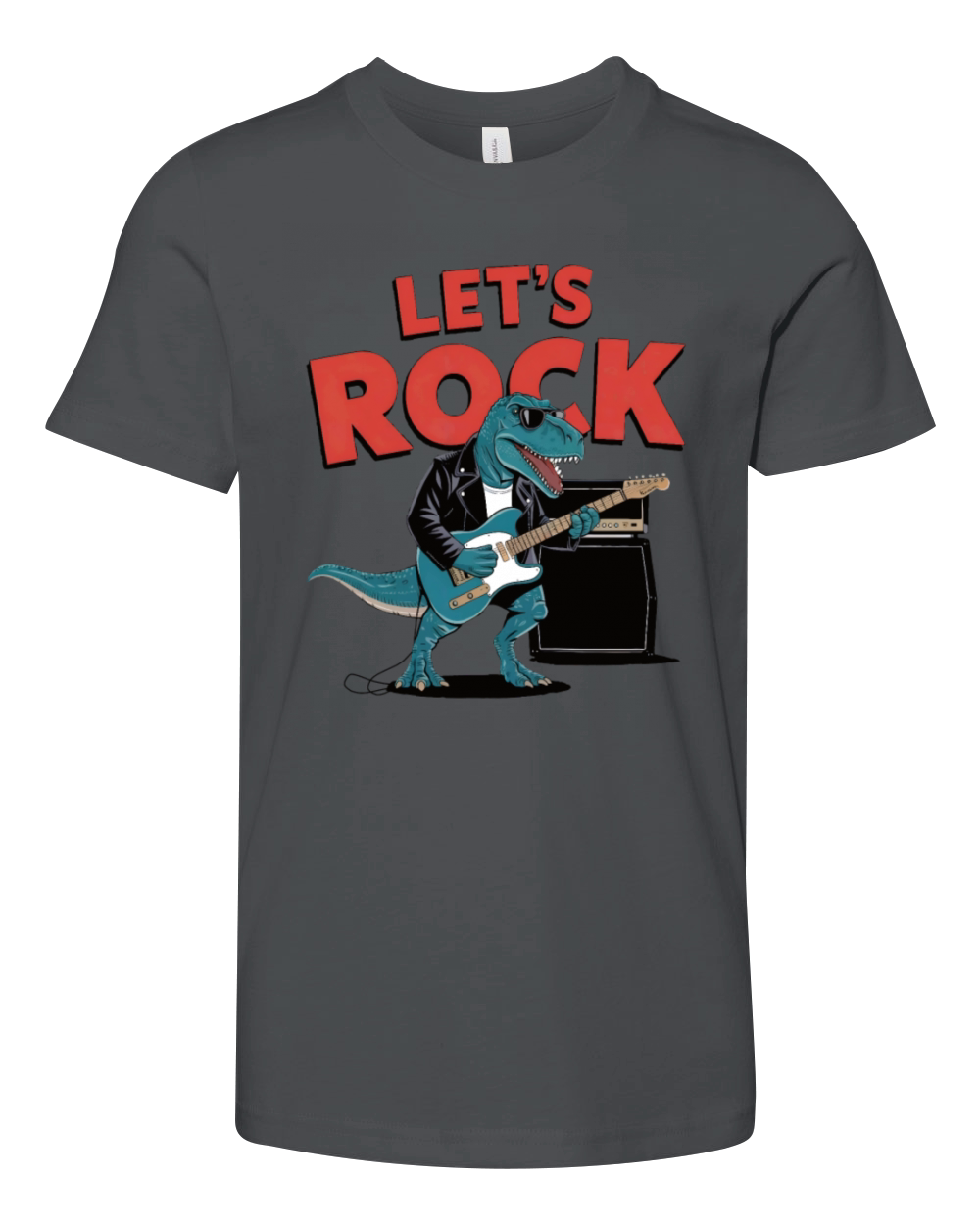 Dinosaur with sunglasses playing guitar Youth Unisex Jersey Tee
