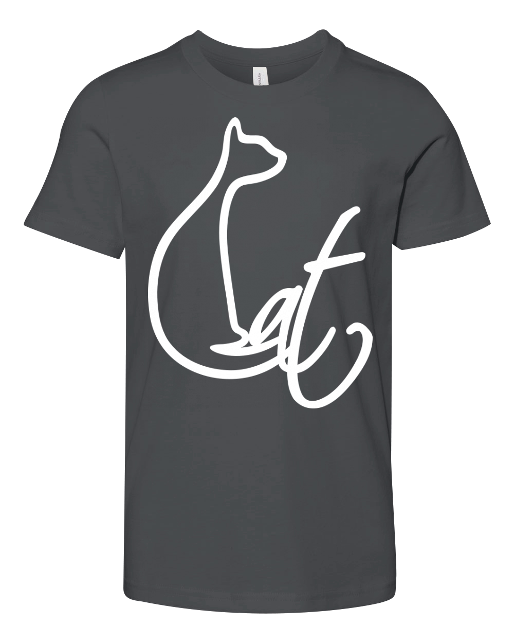 Sitting Cat Pretty Silhouette Text Quote Outline Youth Unisex Jersey Tee