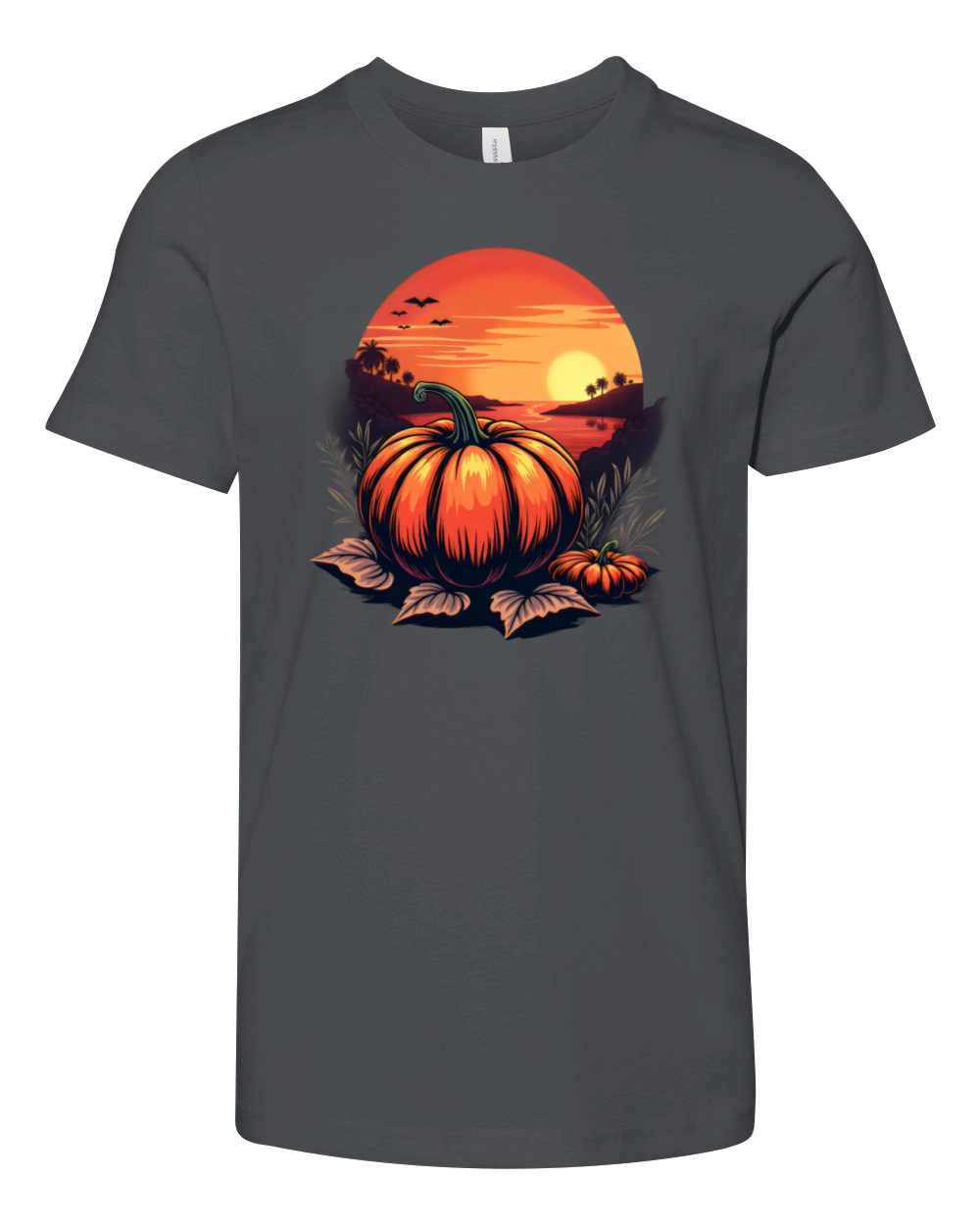 Vintage Pumpkin Sunset Halloween Youth Unisex Jersey Tee