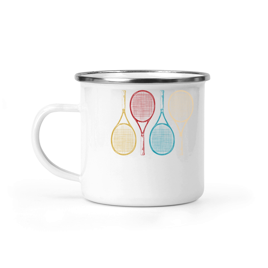 Funny Tennis Player Racket Retro Camping Mug