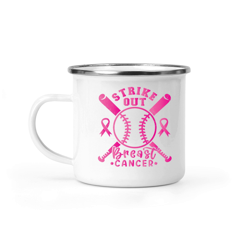 Strike Out Breast Cancer Awareness Baseball Camping Mug