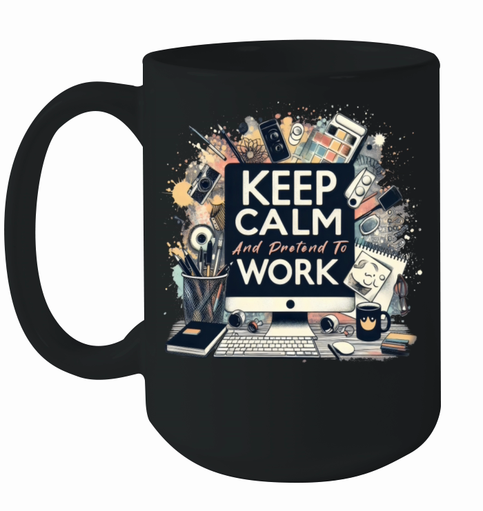Keep Calm And Pretend To Work Funny Office Pastel Ceramic Mug